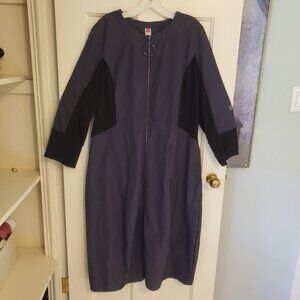 IC Collection  Zip-Front, Crew Neck, Long Sleeve Balloon Dress